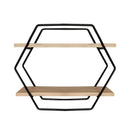 Nicho De Ferro Prateleira Hexagonal Metal Pinus 35X10X30
