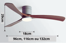 Ventilador de teto moderno com Iluminação e Controle Remoto - ZenithBreeze X2