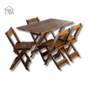 Kit Loja Para Casa - Mesa Dobrável de Madeira Maciça Envernizada com 4 Cadeiras - Design Elegante e Prático!