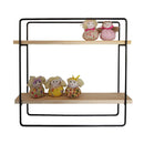 Nicho Prateleira Quadrada Metal Preto E Madeira 40Cmx40Cm