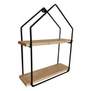 Nicho Prateleira Ferro Preto Metal Pinus Casinha 35X25X10Cm