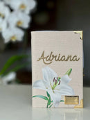 Combo biblia media lirio em linho + placa personalizada + indice completo